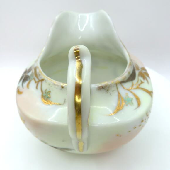 Vintage Nippon Style Moriage Creamer & Sugar Bowl Set Hand Painted Gold Floral - Picture 6 of 16